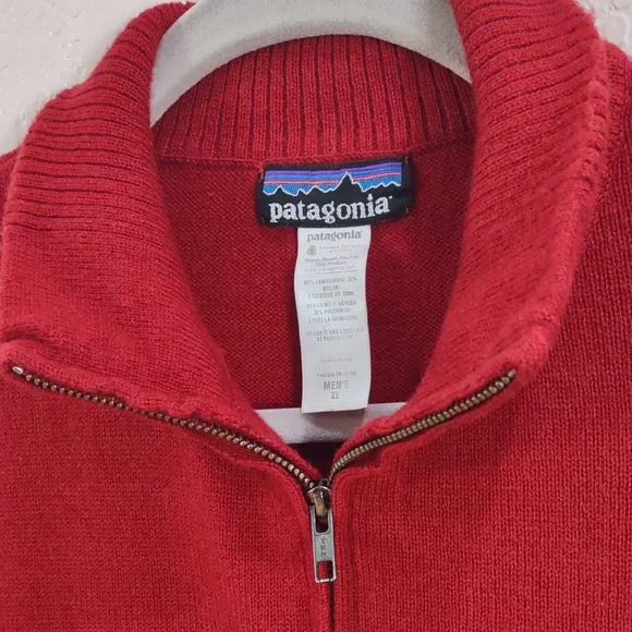 Patagonia 80%Lambswool,20%Nylon, Size XL,Red Half-Zip Sweater - Picture 4 of 17